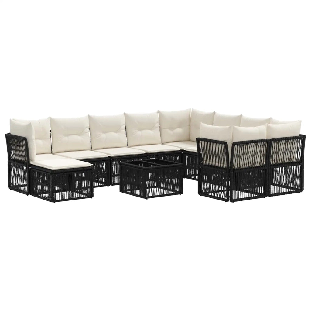 Set Divano da Giardino 11 pz Nero polyrattan 3434449