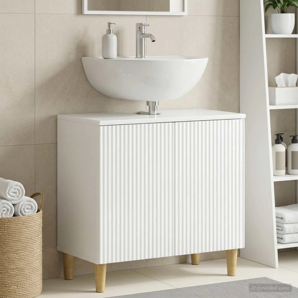 Armadio per Lavabo da Bagno ARNHEM Bianco Lucido 896569