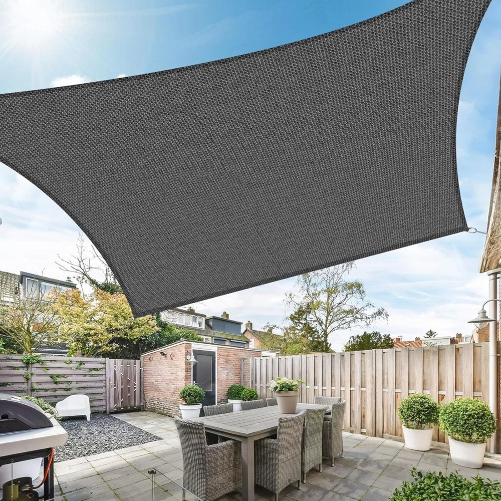 Trade Shop - Tenda Vela Ombreggiante Parasole Da Esterno Terrazze Giardino Patio Rettangolare 4 X 5 Mt - Grigio