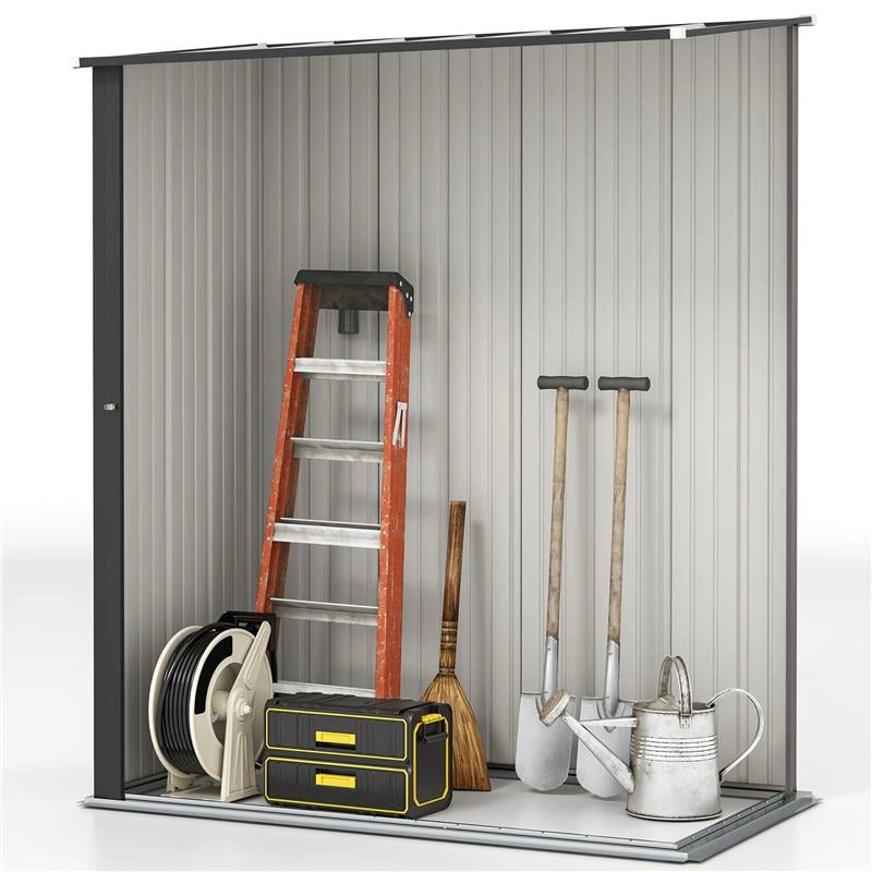CASETTA DA GIARDINO IN ACCIAIO PORTA ATTREZZI CON CATENACCIO, 161.5X94.5X196CM, GRIGIO CHIARO