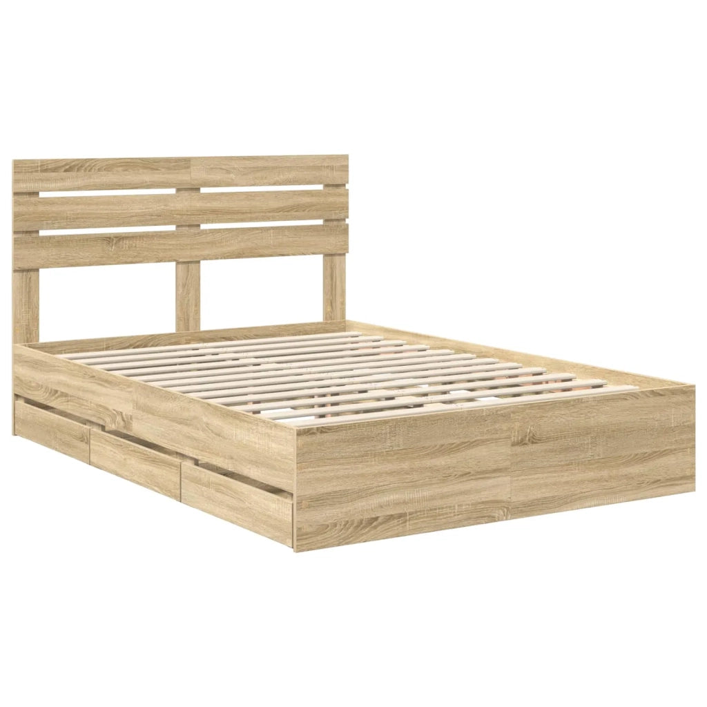 Struttura del letto con cassetto Rovere Sonoma 140 x 190 cm 3411505