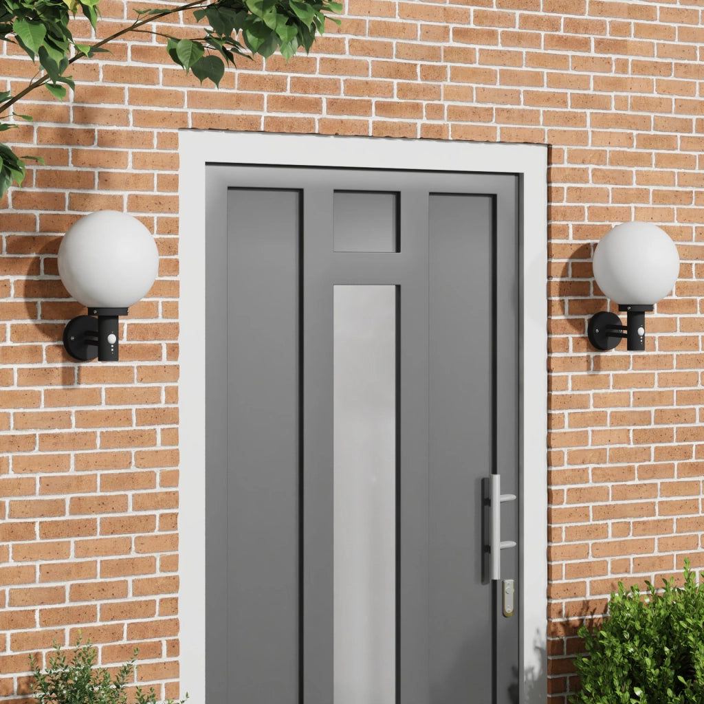 Luci da Parete da Esterno con Sensore 2 pz Acciaio Inossidabile Nero IP44