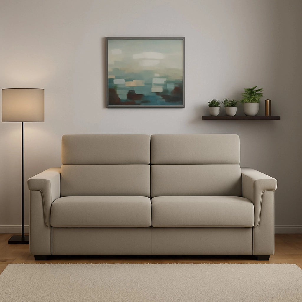 Rigolato, Divano Letto 2 Posti Sfoderabile Made in Italy, 185x95 cm Grigio Tortora