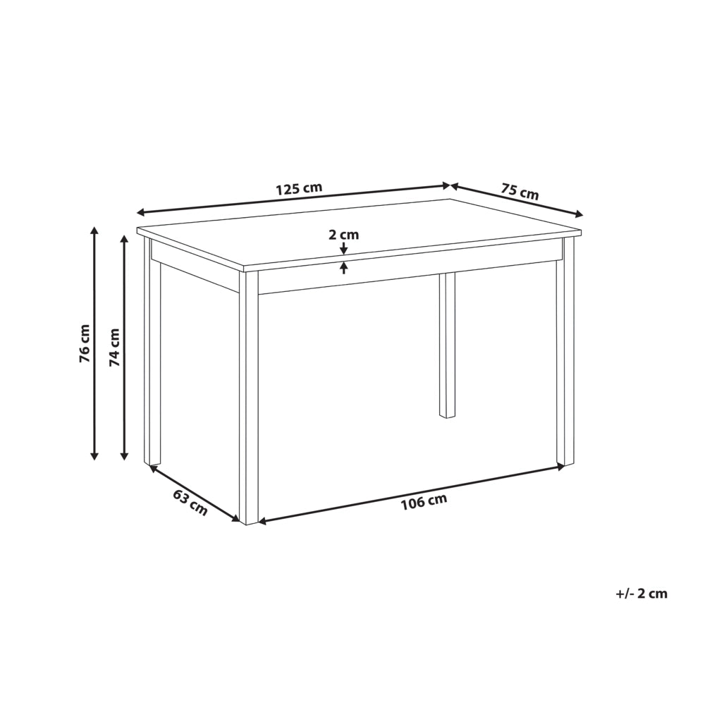 Tavolo da pranzo Tavolo da cucina in legno di pino chiaro con gambe bianche 74 x 120 x 75 cm