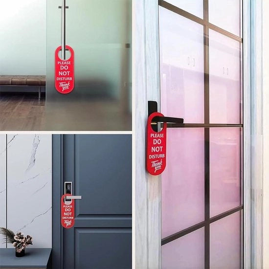Hanger per porta in pelle PU doppia faccia per privacy, rosso