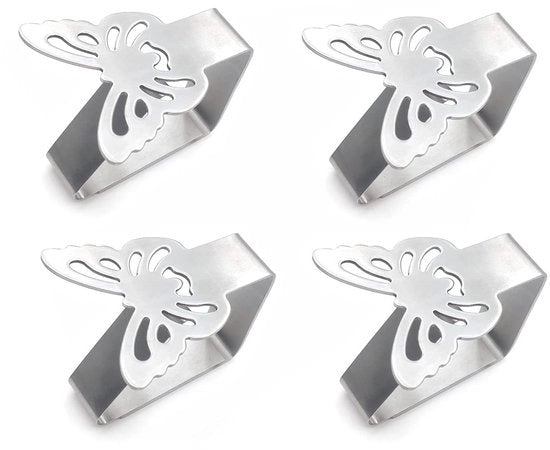 Clip per Tavolo in Acciaio Inossidabile - Clip per Tavolo con Tessuto - Clip Butterfly - Adattabile - Ideali per Matrimoni e Picnic