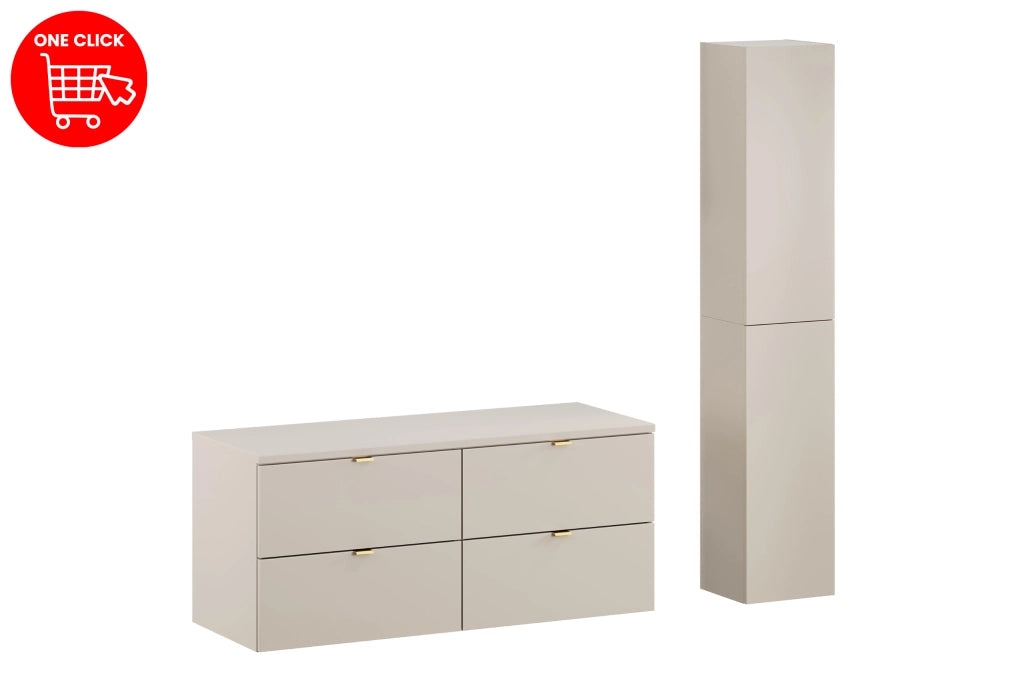 Set mobili bagno 120 cm con piano e Szafką wysoką Dalia Cashmere 120 x 1401 x 46 cm