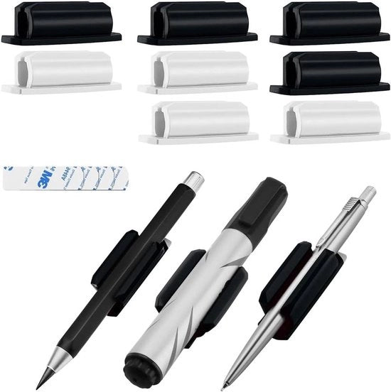 Set di pennarelli da 8 con clip per matite | Ufficio e accessori | Bianco/Nero | Ideale per uso domestico o ufficio