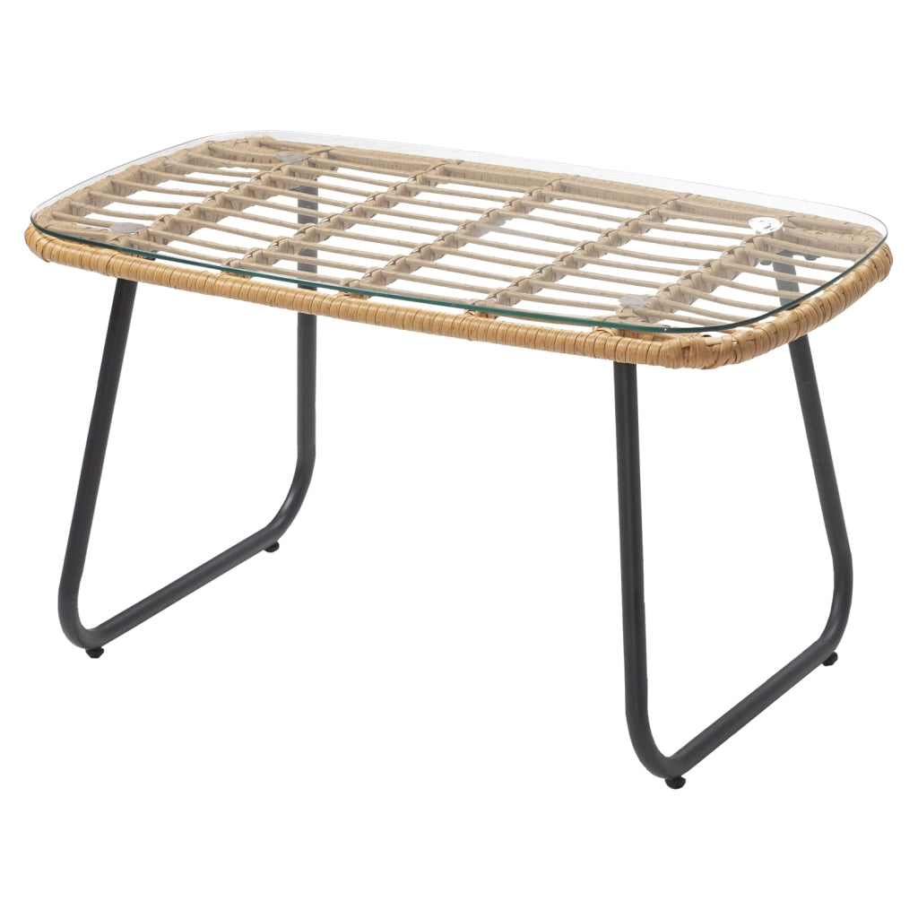 Set di mobili da giardino TIGA in resina intrecciata 4 posti - cuscini grigi