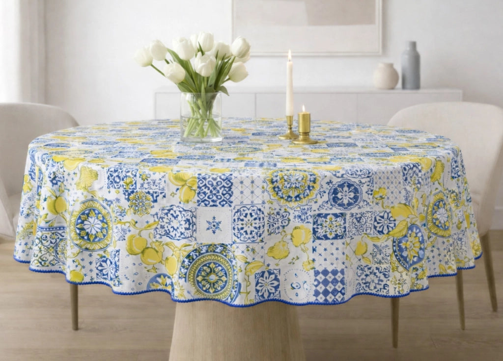 Tovaglia Salotto Cucina 100% Made In Italy Rotonda 180cm Diverse Fantasie - Rotonda 180 - Positano