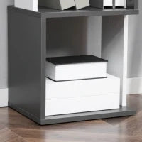 Libreria Moderna Salvaspazio a 5 Ripiani in Legno, 33x28x161cm, Grigio e Bianco