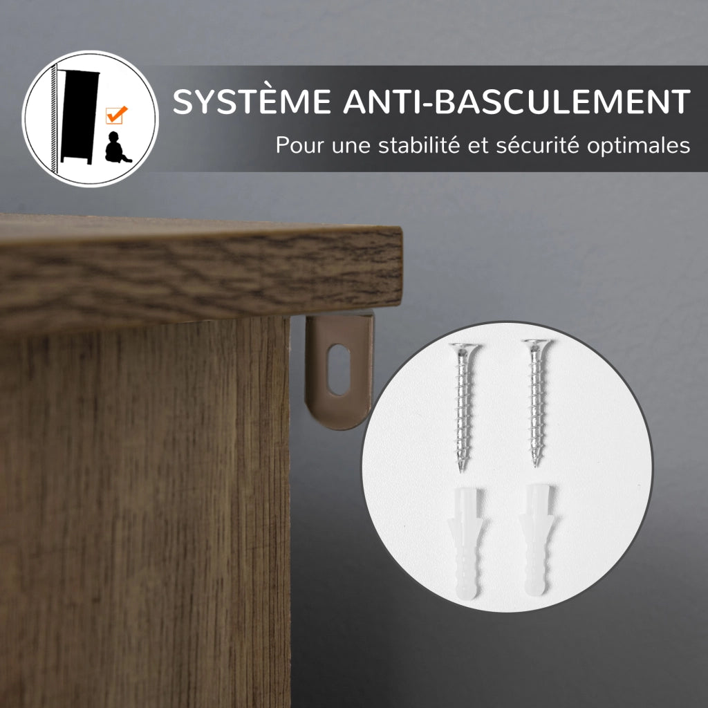 Libreria Design Industriale ¨C zephmum ¨C 3 Ripiani, 3 Cassetti, Legno, Metallo Nero