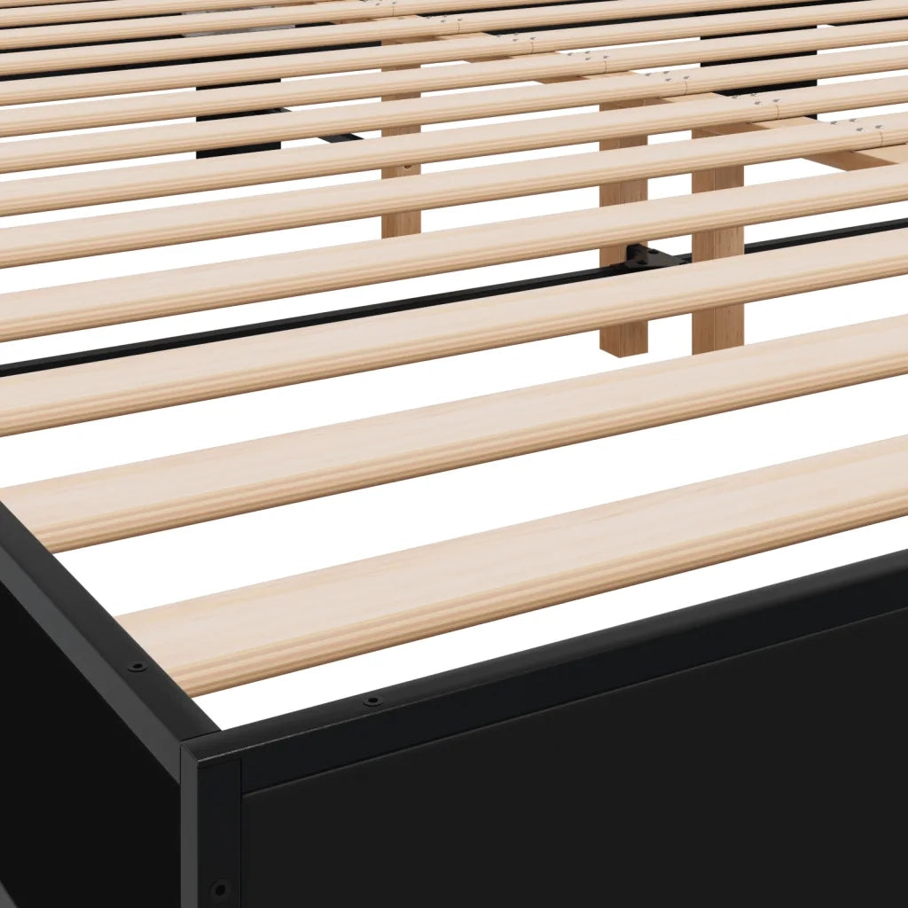 Giroletto Nero 200x200 cm in Legno Multistrato e Metallo 3280217