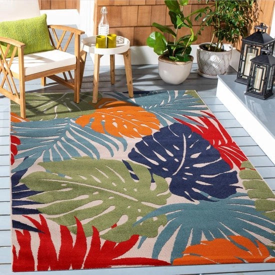 Tapijto esterno resistente all'acqua, per esterno e interno, balcone, terrazza, giardino e soggiorno, multifunzionale, 120 x 170 cm