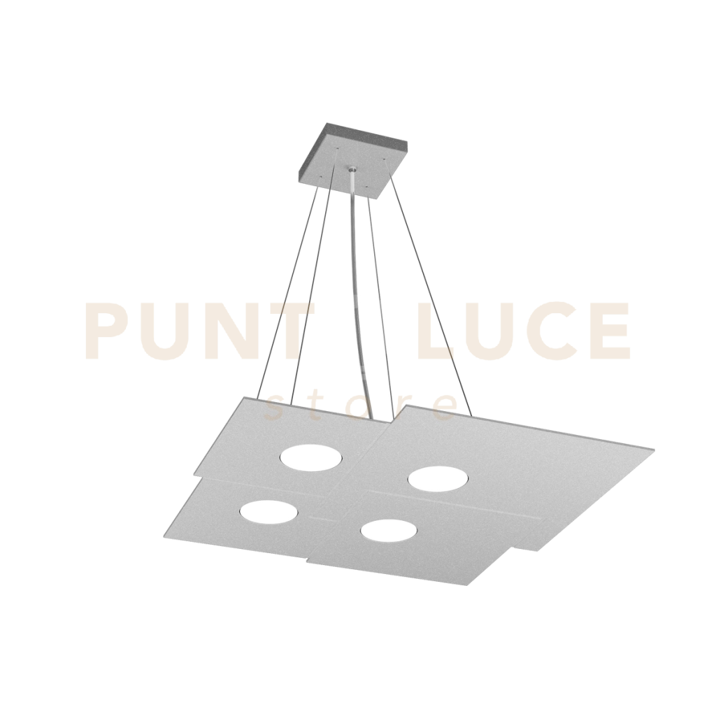 PLATE SOSPENSIONE 4 LUCI ATTACCO GX53 QUADRA GRIGIO