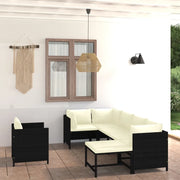 Set Divani da Giardino 7 pz con Cuscini in Polyrattan Nero 3059788