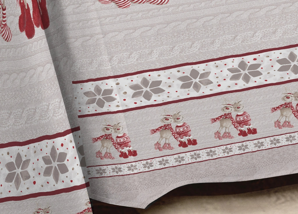 Telo Arredo Multiuso Linea Pensieri Delicati In Cotone Disegno Renna Rosso - Singolo - Rosso