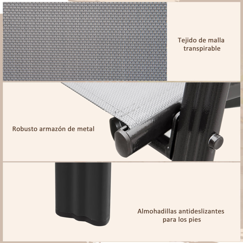 Set 4 Sedie da Giardino Apilabili con Seduta in Textilene ¨C zephmum ¨C Grigio Scuro 54x75.5x95 cm