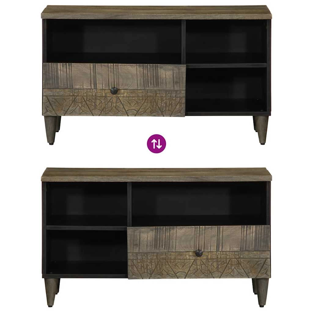 Mobile porta TV in legno massello di mango con ampio spazio di archiviazione 80 x 33 x 46 cm stile decorativo nero 02_0057750