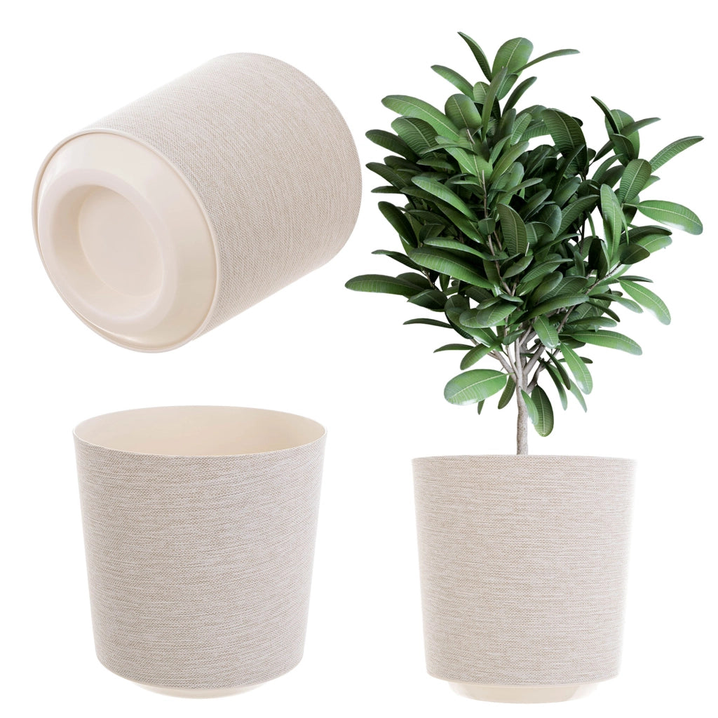 Vaso da fiori KADAX, vaso da fiori, coperchio in plastica, crema, 25 cm