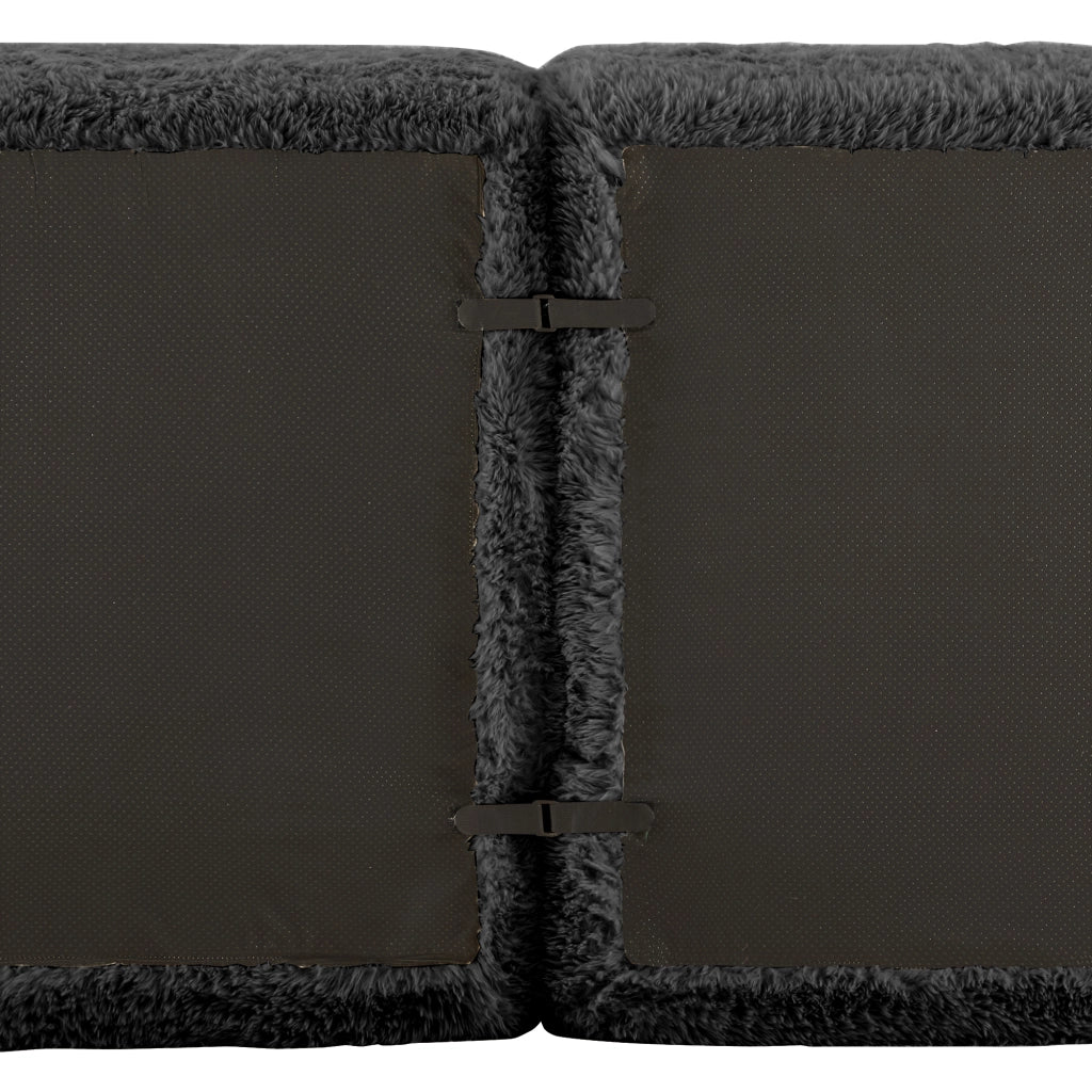Divano Modulare ad Angolo con Design Ergonomico e Base Antiscivolo, in Peluche, Nero
