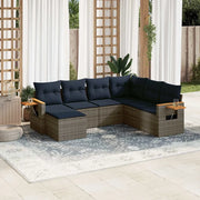 Set Divani da Giardino 7 pz con Cuscini Grigio in Polyrattan 3227048