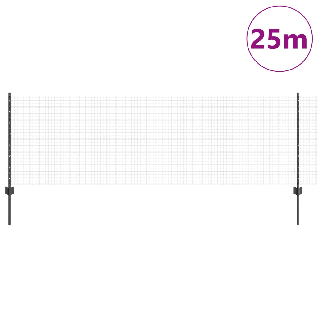 Recinzione in Rete Saldata con 11 Post U Grigio 0.8x25 m Acciaio