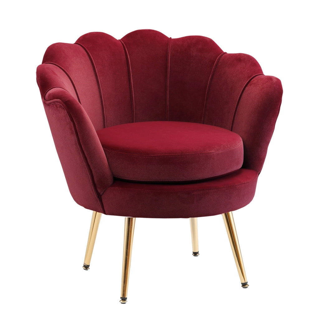 EasyComfort Poltrona a Conchiglia, Poltroncina Vintage, Poltroncina da Camera e Salotto, Design Elegante, con Schienale Alto, 76x67x74cm, Rosso Scuro