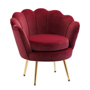 EasyComfort Poltrona a Conchiglia, Poltroncina Vintage, Poltroncina da Camera e Salotto, Design Elegante, con Schienale Alto, 76x67x74cm, Rosso Scuro