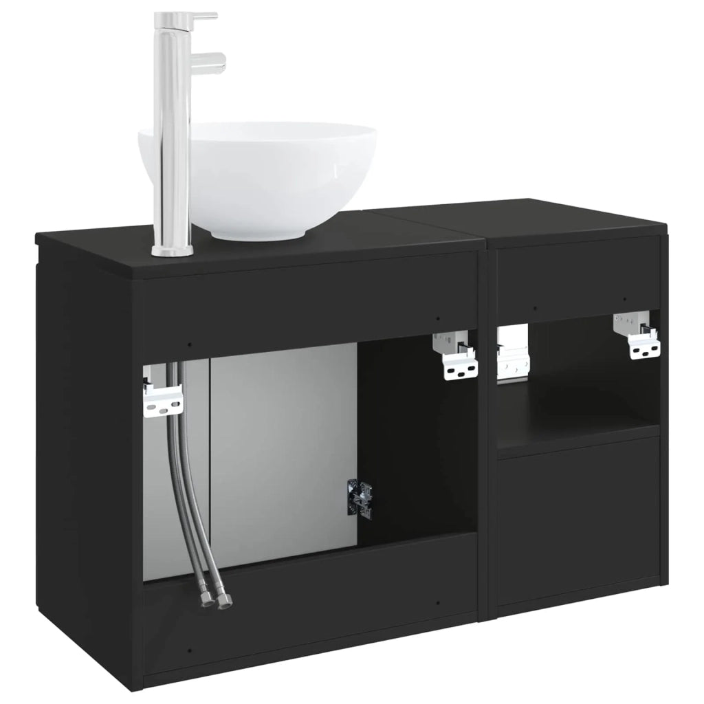 Set di mobili per il bagno 2 pz Nero Legno ingegnerizzato 3404035
