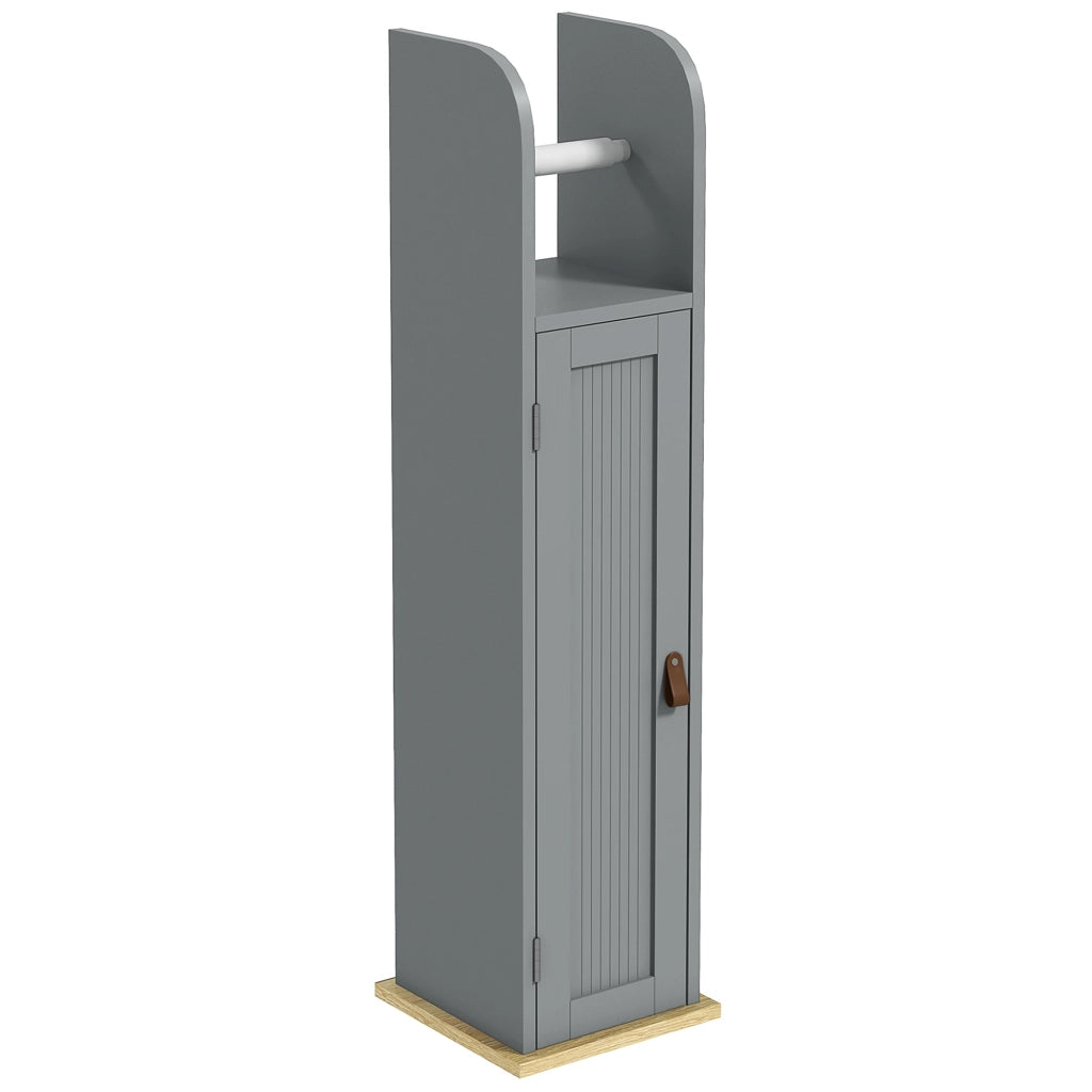 Mobile da bagno con ripiani regolabili e porta rotoli ¨C zephmum ¨C grigio 20x20x80 cm