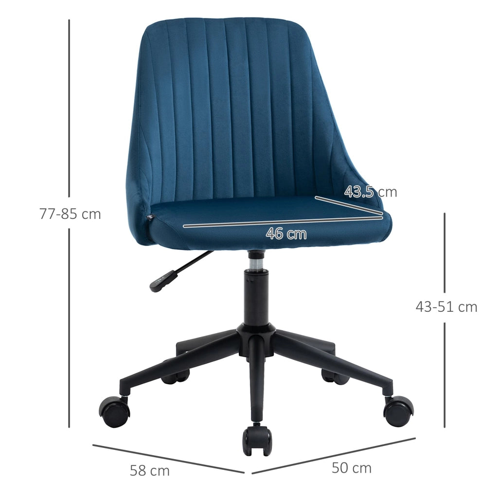 Sedia Operativa da Ufficio 50x58x77-85 cm in Tessuto Effetto Velluto Blu
