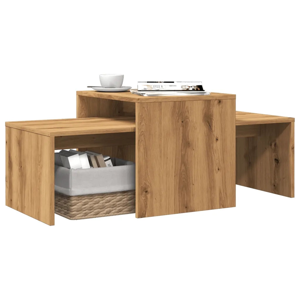 Tavolino Salotto-Tavolino da soggiorno-Tavolo Rovere Artigianale 100x48x40 cm in Truciolato