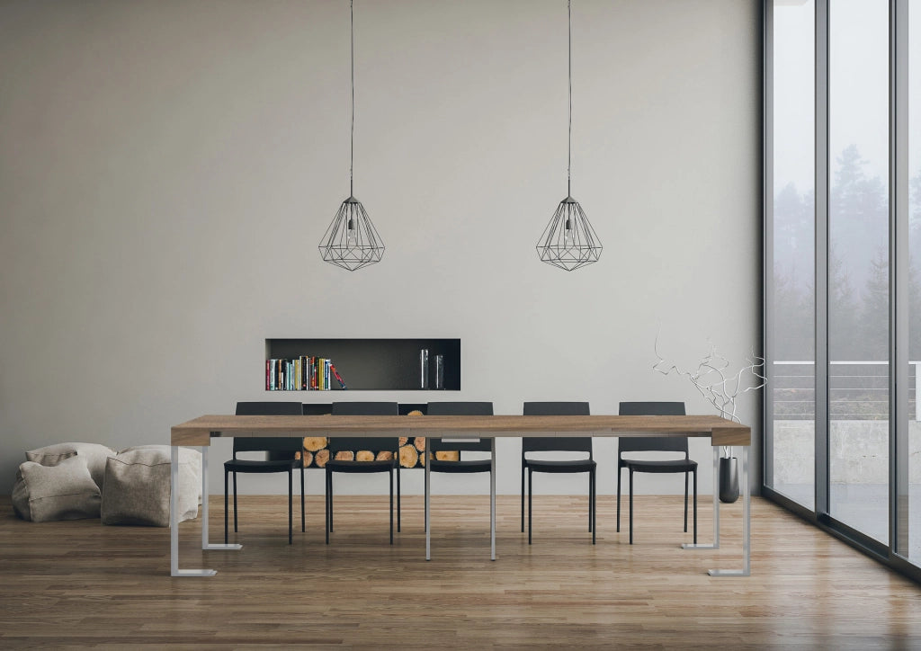 Consolle allungabile 90x40/300 cm Tekno Cemento telaio Bianco