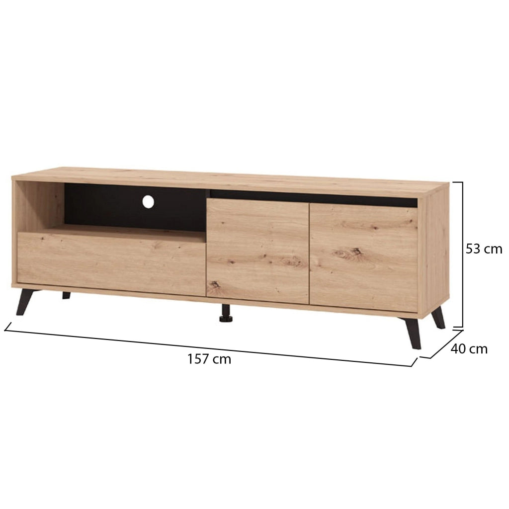 Scala, Mobile Porta tv un Cassetto, 157x40x52.5h cm Marrone Rovere Nodi