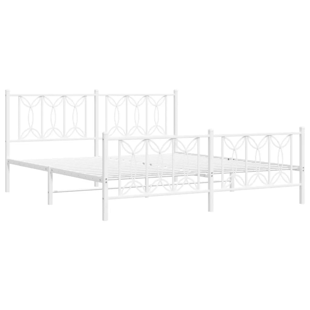 Giroletto con Testiera e Pediera Metallo Bianco 180x200 cm 376199