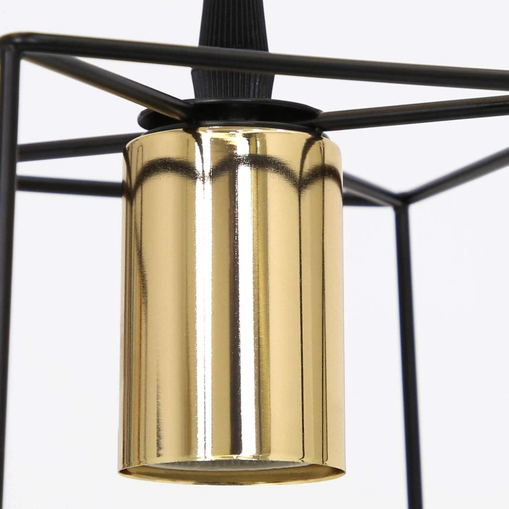 Lampada a Sospensione ZMH nero a 5 fiamme in metallo industriale stile vintage