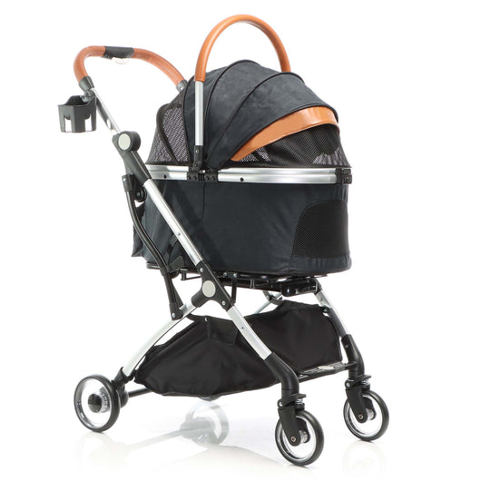 Fudajo Passeggino Pieghevole per Cani 2in1 Nero, Carrozzina e Trasportino Rimovibile, max 15 kg per Animali Taglia Piccola e Media
