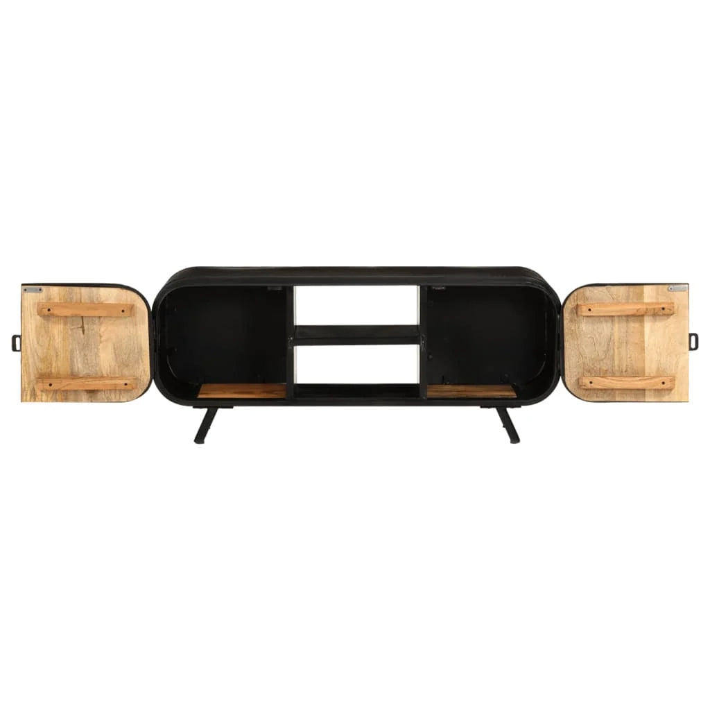 Mobile TV multimediale scaffale TV mobile TV sala da pranzo soggiorno camera da letto 110 x 30 x 45 cm legno di mango marrone grezzo 02_0025742
