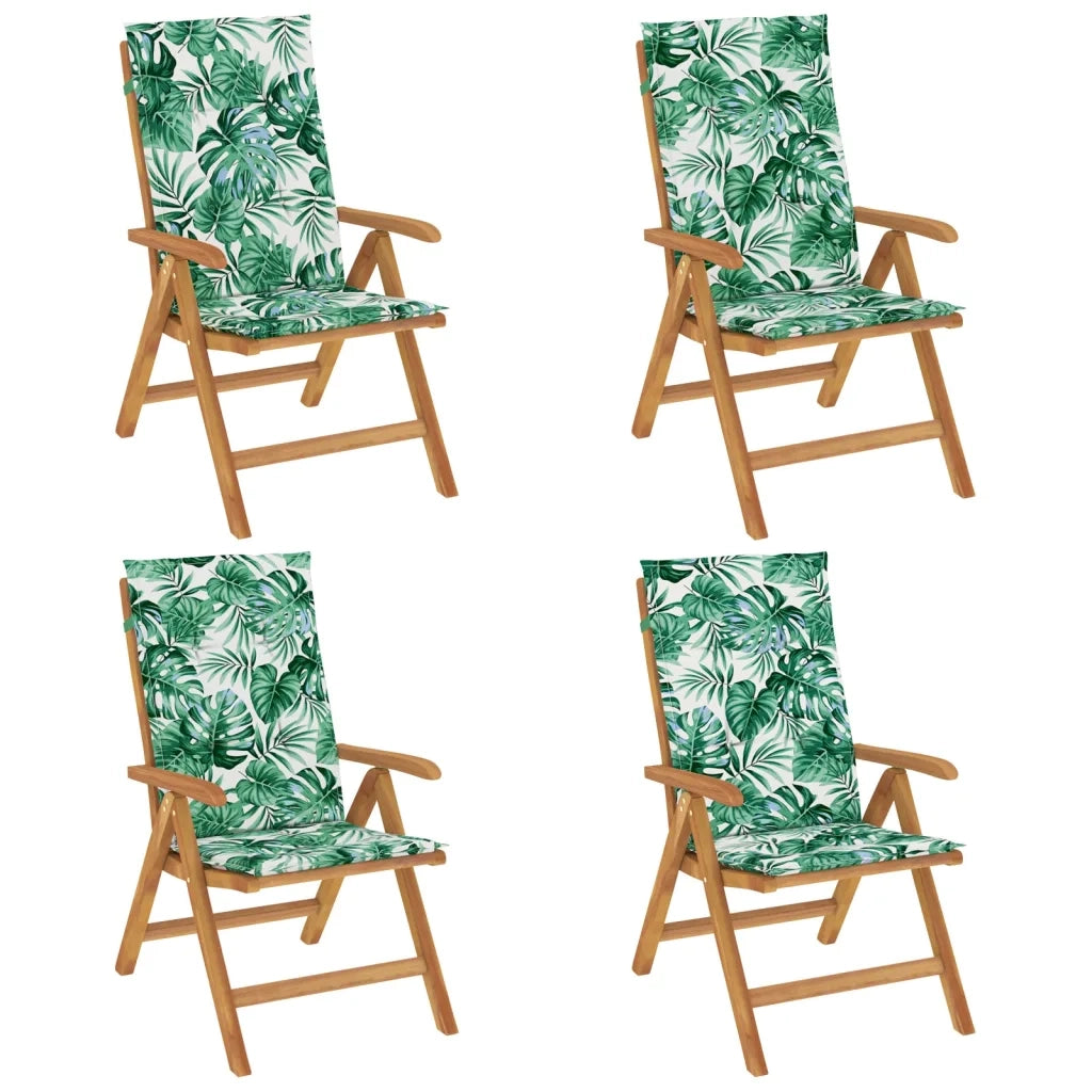 Sedie da Giardino Reclinabili con Cuscini 4 pz in Legno di Teakcod mxl 77066