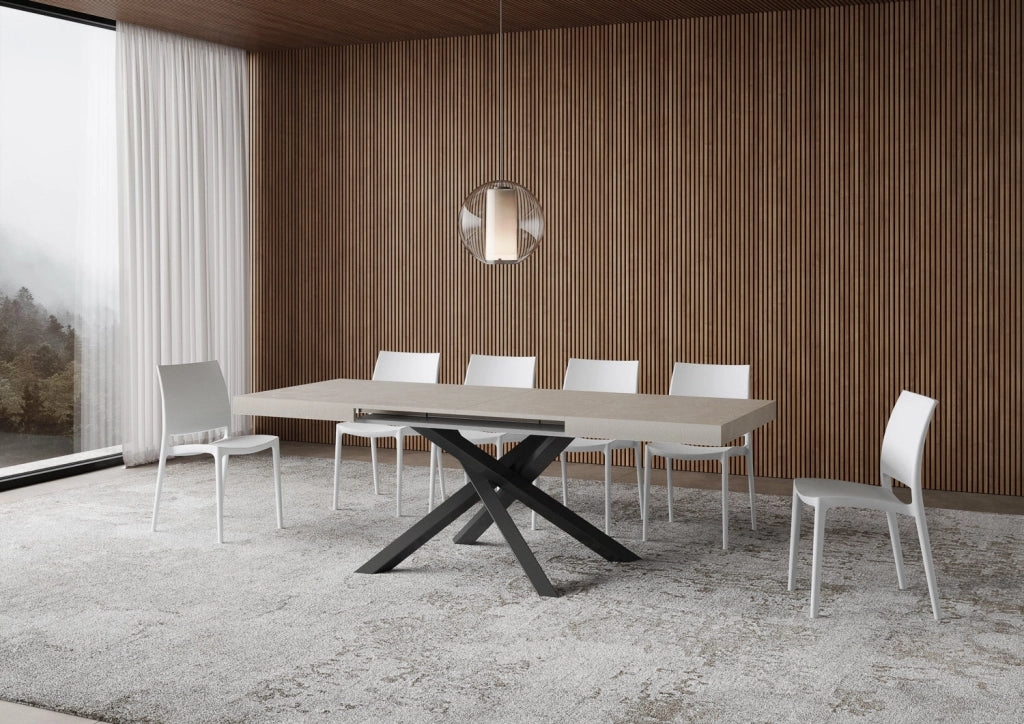 Tavolo Allungabile 140-244x90x77 cm Volantis Cashmere Telaio Antracite