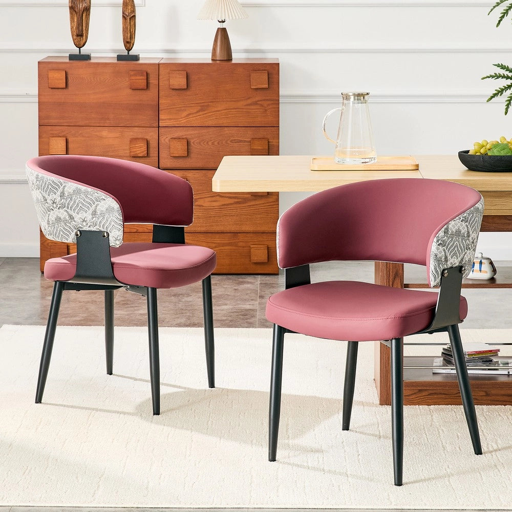 Sedie da Pranzo Stile Retr¨° Set 2 Pezzi ¨C MINIMAL ¨C Similpelle, Braccioli, Gambe in Legno