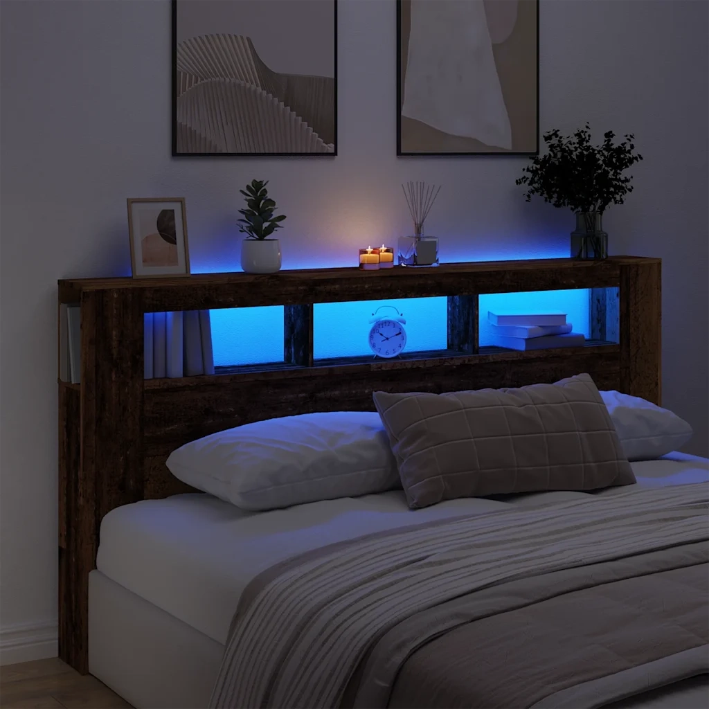Testiera LED Legno Antico 200x18,5x103,5 cm Legno Multistrato 857692
