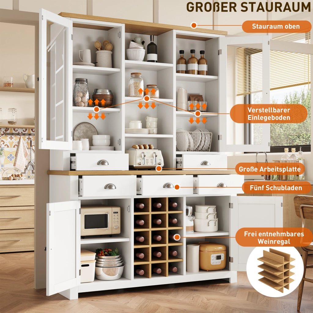 ARMADIO ALTO 120x40x185 cm Bianco in MDF e vetro con porta in vetro