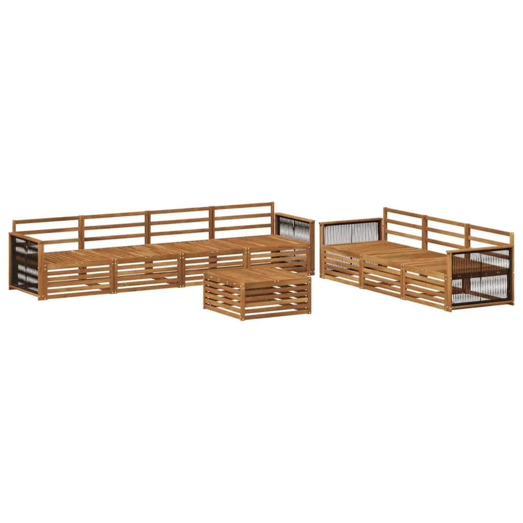 Set di divani da esterno 8 pz Naturale Legno di Acacia Massello 3383112