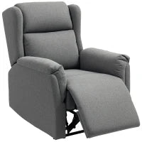 Poltrona Relax, Poltrona Imbottita Regolabile con Poggiapiedi, Inclinabile fino a 160°, Effetto Lino, Montaggio Veloce, Grigio Scuro