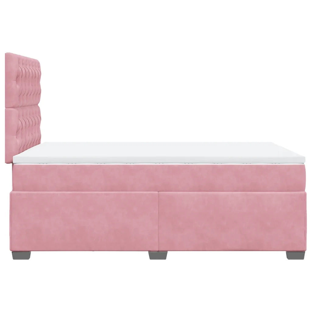 Giroletto a Molle con Materasso Rosa 120x200 cm in Velluto 3290893