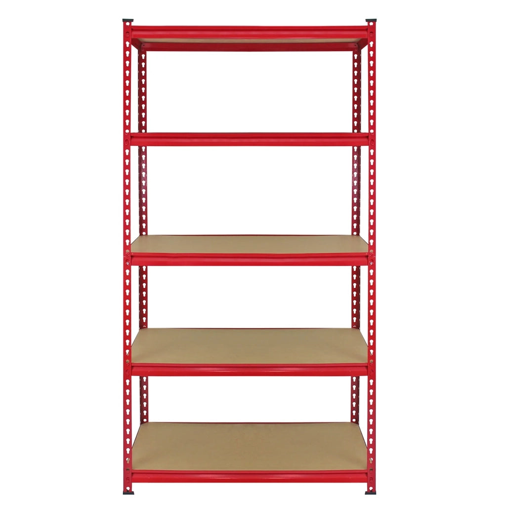 5 Scaffali in Acciaio Senza Bulloni Z-Rax Rossi Larghi 90cm per Magazzino e Box