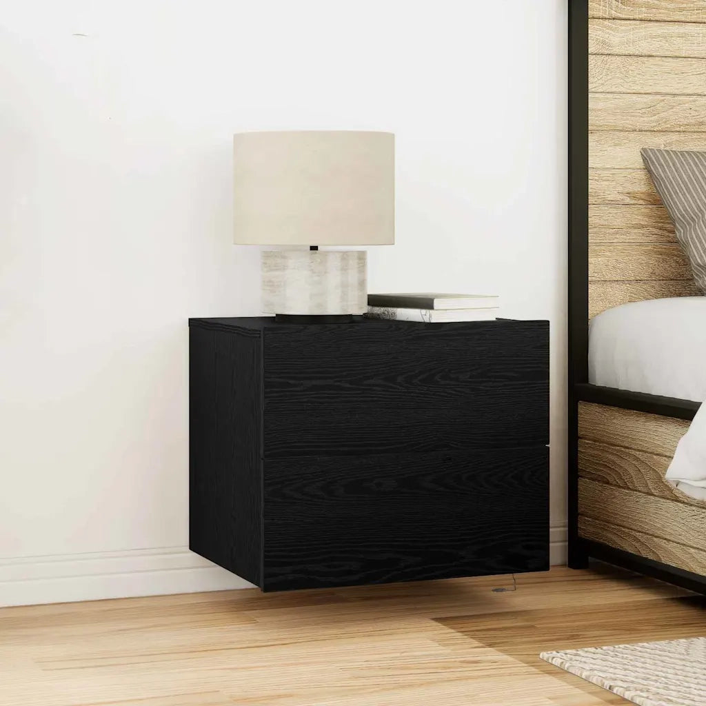 Set di 2 Comodini | Armadio da Notte | Mobiletto da notte con cassetto Rovere Nero 50 x 39 x 41 cm