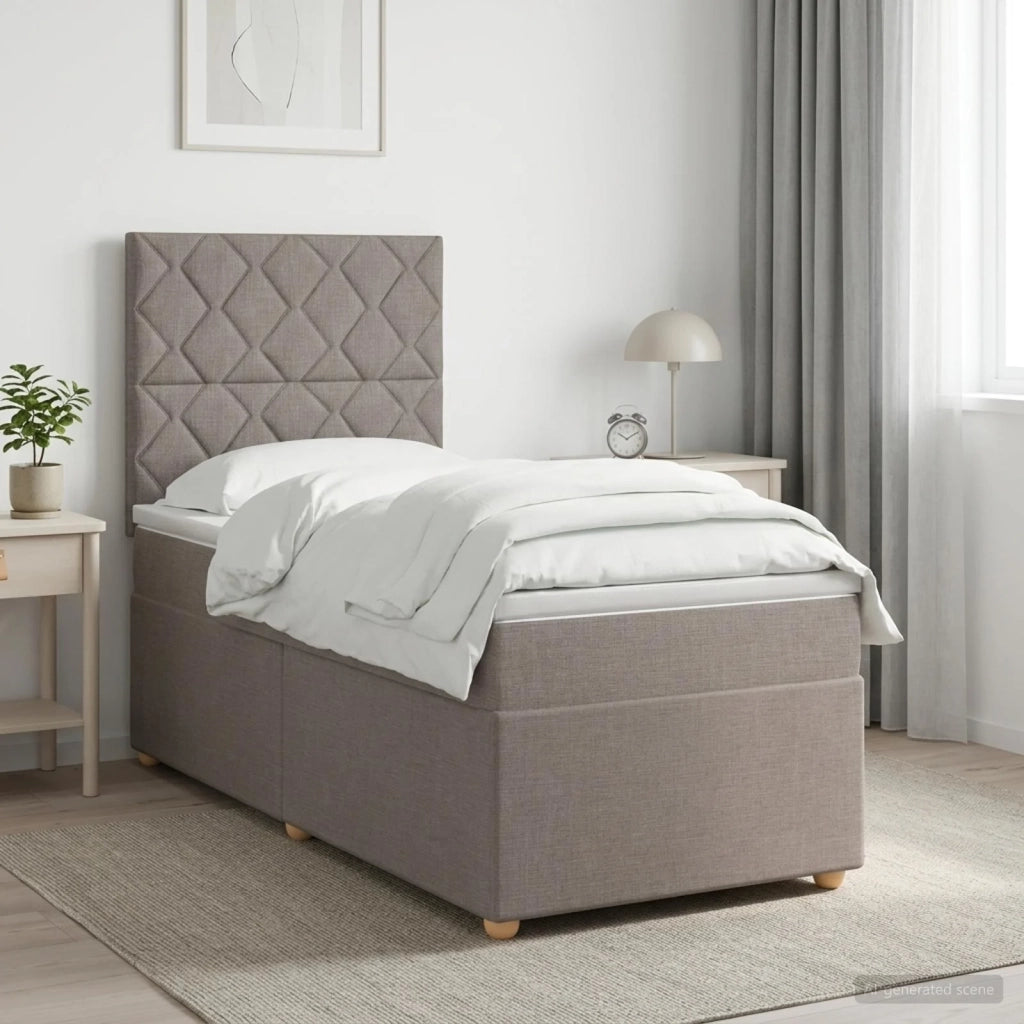 Letto box spring con materasso Tortora 90 x 200 cm Tessuto 3455270